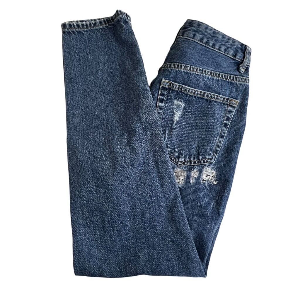 BDG Urban Outfitters Women 27 Mom High Rise Distressed Destroyed Dark Wash Jeans